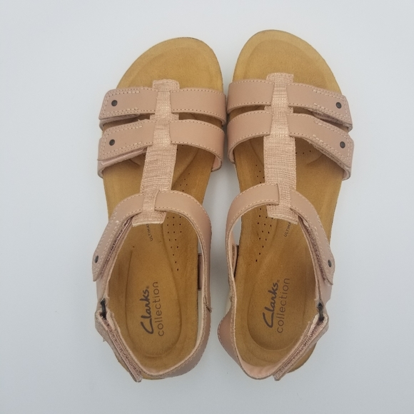 NWOT Clarks April Cove Sandals Blush Leather Cuir Beige Rose, Women's 9.5, SOFT! - Picture 13 of 13